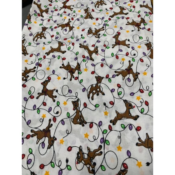 Christmas Reindeer Cotton Fabric 1/2 Yard 44" Wide with Holiday Lights & Stars - Picture 2 of 7